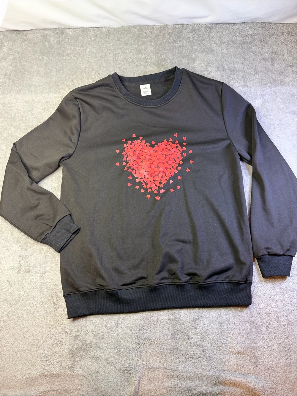 Black Women's Sweatshirt with Red Heart Graphic
